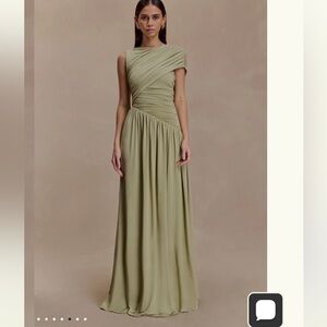 Meshki One Shoulder Sage Green Gown